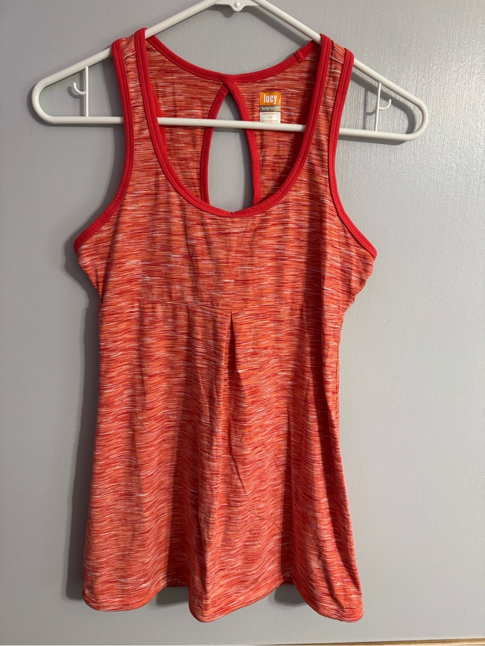 Lucy Women's Orange-Red Space-Dye Workout Tank Top Size Small